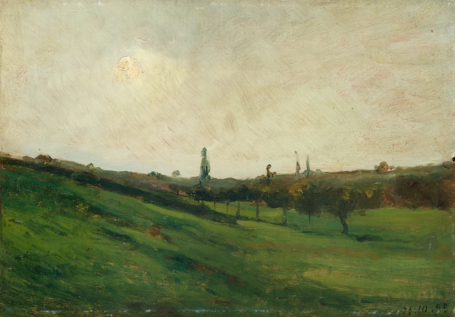 Pendio e file d'alberi d'ottobre